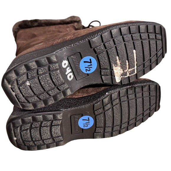 Khombu Bellini Lea Brown Suede Faux Fur Lined Winter Calf High Warm  Boots 7.5 - Picture 4 of 10